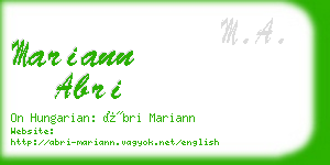 mariann abri business card